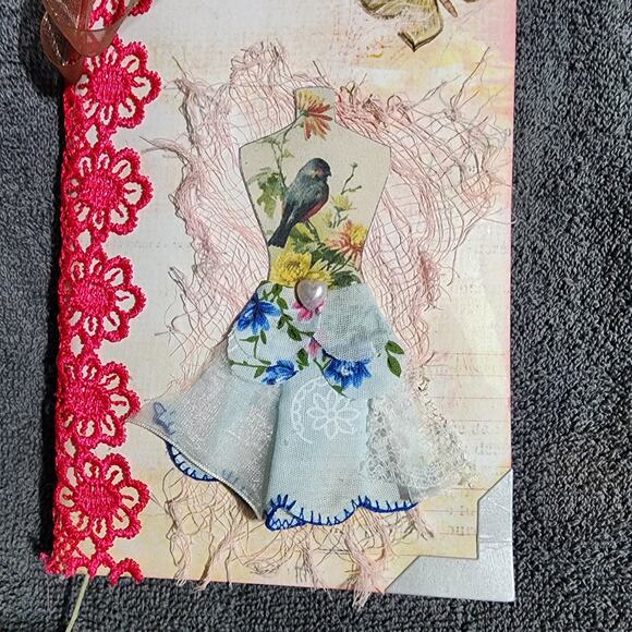 "Pretty Dress" Unique Soft Cover Junk Journal 11in x 5in x 12in, 62 pgs - Picture 4 of 11